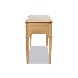 English Elm Jennifer Taylor Home - Dauphin 55" Executive Desk In Natural Brown Rubber Wood - Elegant Design With 3 Soft-Close Drawers B2719P238478