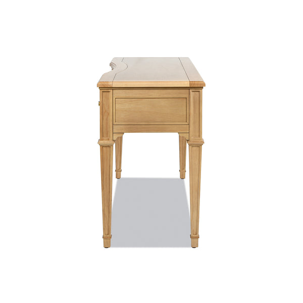English Elm Jennifer Taylor Home - Dauphin 55" Executive Desk In Natural Brown Rubber Wood - Elegant Design With 3 Soft-Close Drawers B2719P238478