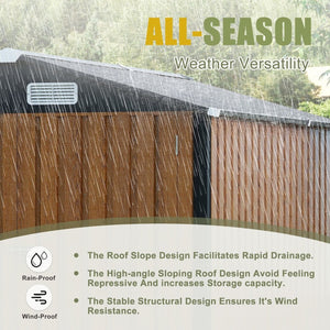 English Elm 6x8ft Outdoor Steel Storage Shed Lockable Vented Galvanized Metal Garden Backyard Tool Unit Yellow W1598P361332