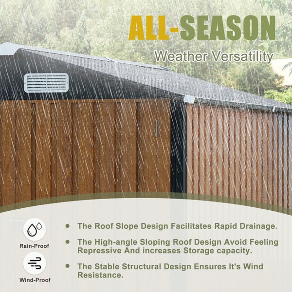 English Elm 6x8ft Outdoor Steel Storage Shed Lockable Vented Galvanized Metal Garden Backyard Tool Unit Yellow W1598P361332