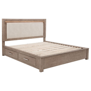 English Elm Gibbons California King Storage Bed with Led Headboard and Four Underbed Drawers B062S01829
