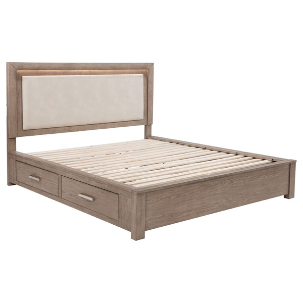 English Elm Gibbons California King Storage Bed with Led Headboard and Four Underbed Drawers B062S01829