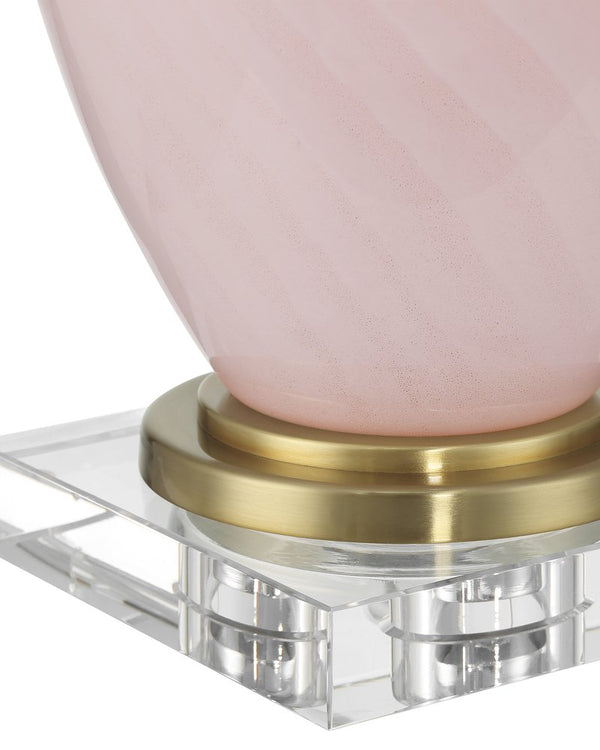 Currey & Company Lucy Pink Table Lamp – Exquisite Venetian Zanfirico Glass, Crystal Base & Elegant Brass Accent Shade Pink Glass ,Optic Crystal 6000-1023-currey-company