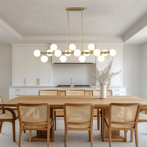 English Elm Pendant Lamp 16 Opal Seeded Glass Shades Gold Frame Farmhouse Dining Island Light Gold+White W5008P466519