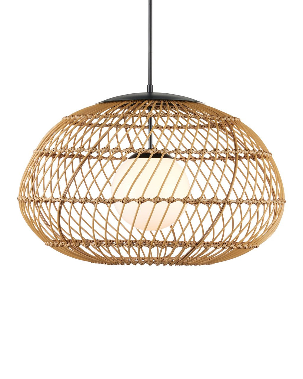 Currey & Company Carriage Outdoor Pendant Light - Durable Wicker Shade, Adjustable Height, Stylish & Weather-resistant Design Natural All,Weather Wicker ,Metal ,Glass 9500-0015-currey-company