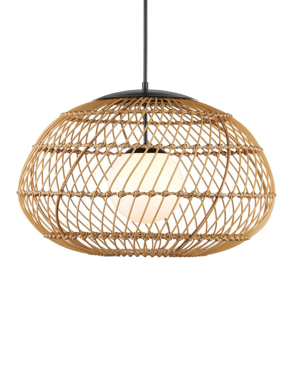 Currey & Company Carriage Outdoor Pendant Light - Durable Wicker Shade, Adjustable Height, Stylish & Weather-resistant Design Natural All,Weather Wicker ,Metal ,Glass 9500-0015-currey-company