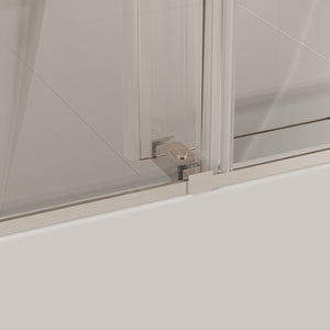 English Elm 56-60 in Frameless Bypass Tub Shower Door Soft Close Tempered Glass Brushed Nickel W1920P385331