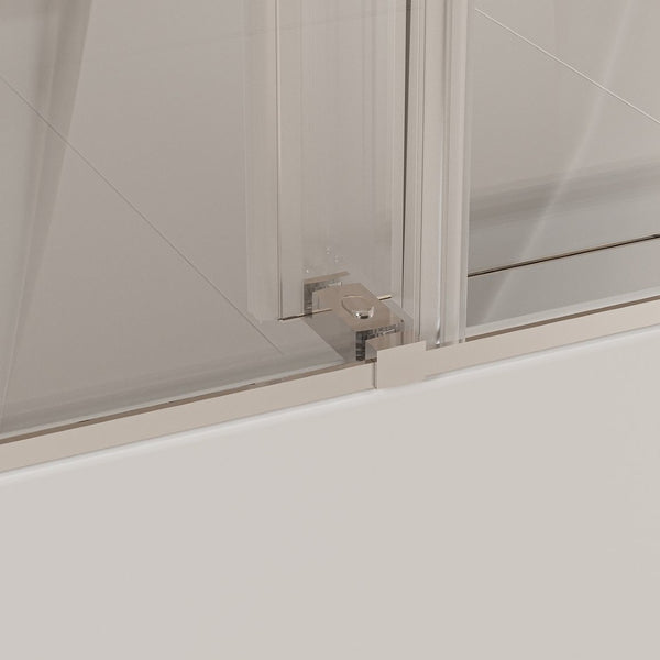 English Elm 56-60 in Frameless Bypass Tub Shower Door Soft Close Tempered Glass Brushed Nickel W1920P385331