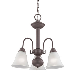 Thomas Lighting Bellingham Three Light Chandelier Oil Rubbed Bronze Glass Shades Dining Entryway 1903CH/10
