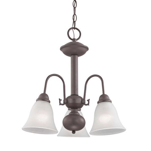 Thomas Lighting Bellingham Three Light Chandelier Oil Rubbed Bronze Glass Shades Dining Entryway 1903CH/10