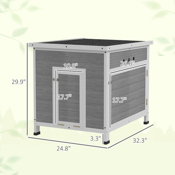 English Elm Wooden Fir Duck House with Asphalt Roof Dual Doors and Ventilation for Backyard Poultry T3971P407852