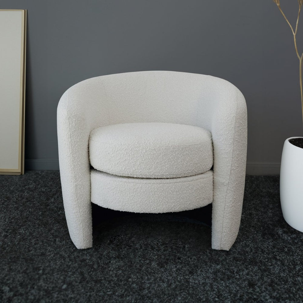 English Elm Avalon Sculptural Boucle Accent Chair with Rounded Arms for Living Room or Bedroom B183P232079