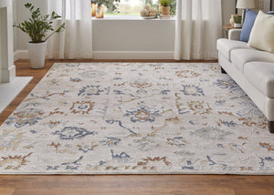 Feizy Rugs Pasha Vibrant Floral Rug - Soft Low Pile, Stain-resistant Polyester For High-traffic Areas Ivory,Blue,Gold Polyester Pas39m8fivymltp00