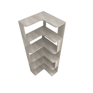 English Elm 6 Tier Freestanding L-Shaped Corner Bookshelf with Anti-Tip, Rounded Corners, 3D Wood Grain Finish Light Gray W2899P372517