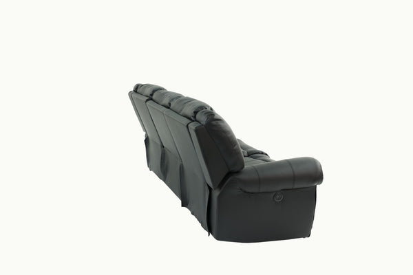 English Elm Plush Power Reclining Sofa Bonded Leather with Usb Charging Nailhead Trim 3 Seat B011P467626