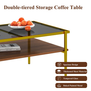 English Elm Coffee Table And End Tables Set Of 3 - Sleek Gray Tempered Glass & Mdf, Modern Living Room Decor W241S00045