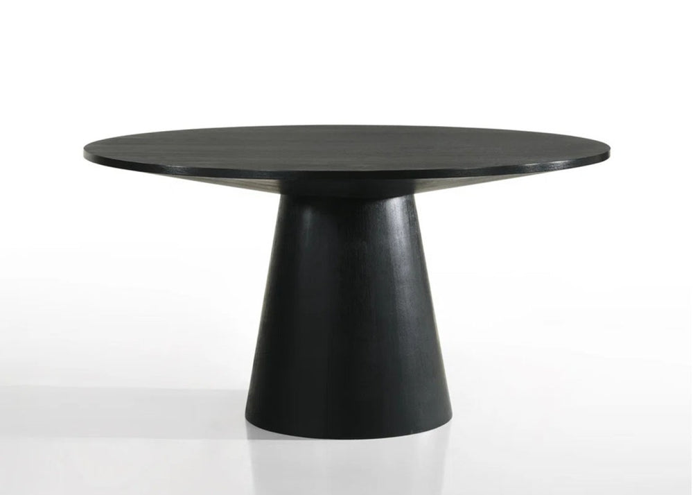 English Elm Jacopo Round Pedestal Dining Table Ebony Wood Grain Finish Seats Four Contemporary B2749S00212