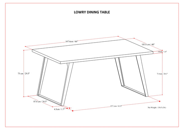 English Elm Lowry Dining Table - Modern Industrial Design With Durable Oak-Veneer Top & Tapered Iron Legs B136P266899