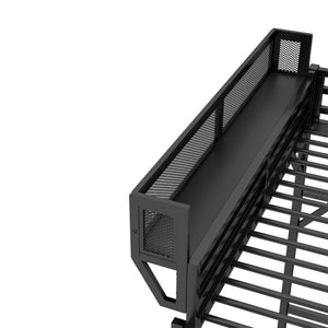 English Elm Full Size Loft Bed with Ladder and Built-In Shelves, Sturdy Metal High Loft for Kids Teens 54" Black W2580P379998