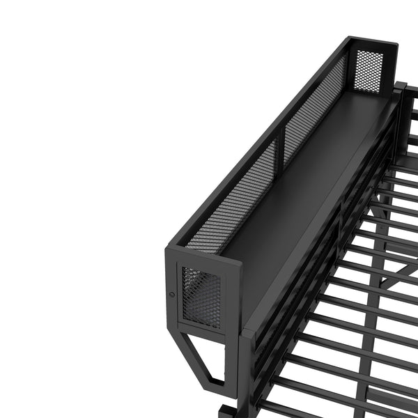 English Elm Full Size Loft Bed with Ladder and Built-In Shelves, Sturdy Metal High Loft for Kids Teens 54" Black W2580P379998