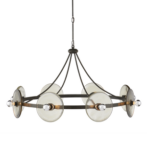 Circumstellar Disc Chandelier – Stunning Handmade Recycled Glass & Wrought Iron Light Fixture
