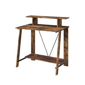 English Elm Weathered Weathered Oak Writing Desk with Upper Shelf, Metal V-Backing, Sturdy 15mm Panels, Modern Storage 90"xplaceholder B062P184536