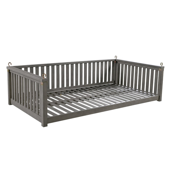 English Elm Topmax Acacia Wood Porch Swing Bed Sloped Frame Outdoor Lounger for Backyard Patio Gray WF319383AAE