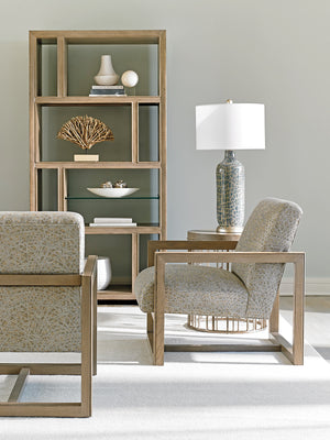 Lexington Studio Round Accent Table - Contemporary Gray Elm Top With Elegant Burnished Silver Leaf Base Design Shadow Mist  725-951