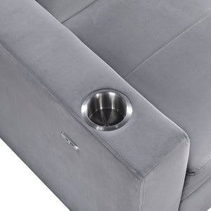 English Elm Modern Velvet Tufted Sleeper Sofa with Storage Cup Holders and Usb Charging Ports B011P256229