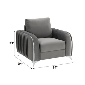 English Elm Wenona Gray Velvet Chair with Chrome Legs, Pocket Coil Seat, Wooden Frame, KD Assembly, Luxurious Comfort B2726S00042