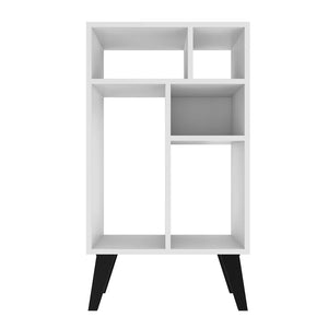 Manhattan Comfort Warren Mid-Century Modern Bookcase White with Black Feet 190AMC205