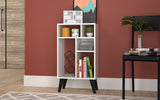 Manhattan Comfort Warren Mid-Century Modern Bookcase White with Black Feet 190AMC205