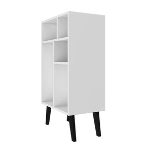 Manhattan Comfort Warren Mid-Century Modern Bookcase White with Black Feet 190AMC205