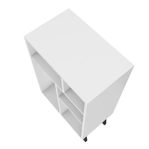 Manhattan Comfort Warren Mid-Century Modern Bookcase White with Black Feet 190AMC205