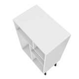 Manhattan Comfort Warren Mid-Century Modern Bookcase White with Black Feet 190AMC205