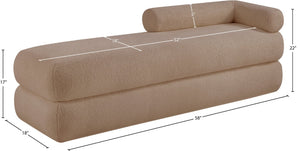 Meridian Furniture Kennedy Upholstered Bench with Channel Tufted Base Plush Seat for Bedroom or Living Room Beige Faux Shearling Teddy Fabric 190Beige