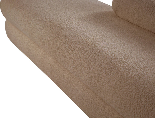Meridian Furniture Kennedy Upholstered Bench with Channel Tufted Base Plush Seat for Bedroom or Living Room Beige Faux Shearling Teddy Fabric 190Beige
