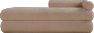 Meridian Furniture Kennedy Upholstered Bench with Channel Tufted Base Plush Seat for Bedroom or Living Room Beige Faux Shearling Teddy Fabric 190Beige