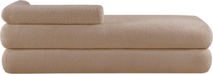 Meridian Furniture Kennedy Upholstered Bench with Channel Tufted Base Plush Seat for Bedroom or Living Room Beige Faux Shearling Teddy Fabric 190Beige