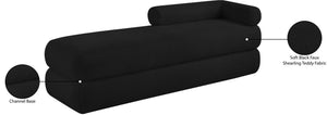 Meridian Furniture Kennedy Upholstered Bench with Channel Tufted Base Plush Seat for Bedroom or Living Room Black Faux Shearling Teddy Fabric 190Black