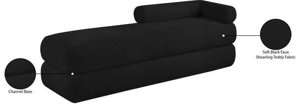 Meridian Furniture Kennedy Upholstered Bench with Channel Tufted Base Plush Seat for Bedroom or Living Room Black Faux Shearling Teddy Fabric 190Black
