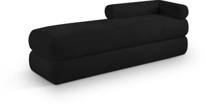 Meridian Furniture Kennedy Upholstered Bench with Channel Tufted Base Plush Seat for Bedroom or Living Room Black Faux Shearling Teddy Fabric 190Black