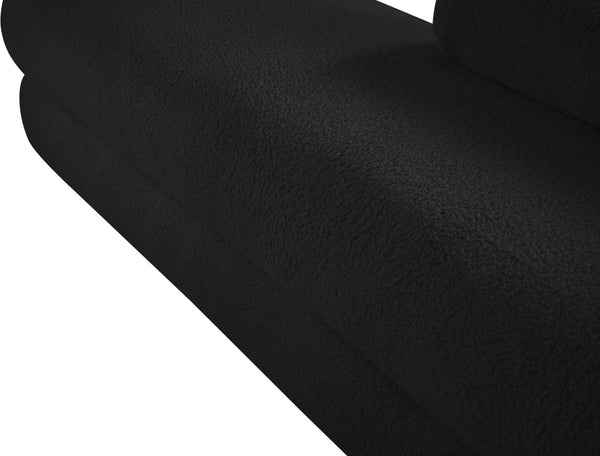 Meridian Furniture Kennedy Upholstered Bench with Channel Tufted Base Plush Seat for Bedroom or Living Room Black Faux Shearling Teddy Fabric 190Black
