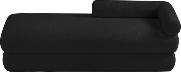 Meridian Furniture Kennedy Upholstered Bench with Channel Tufted Base Plush Seat for Bedroom or Living Room Black Faux Shearling Teddy Fabric 190Black