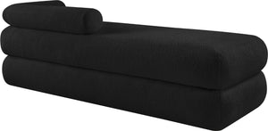 Meridian Furniture Kennedy Upholstered Bench with Channel Tufted Base Plush Seat for Bedroom or Living Room Black Faux Shearling Teddy Fabric 190Black
