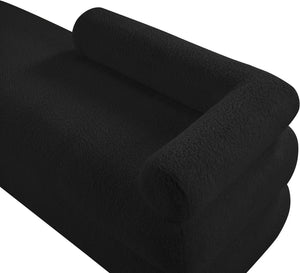 Meridian Furniture Kennedy Upholstered Bench with Channel Tufted Base Plush Seat for Bedroom or Living Room Black Faux Shearling Teddy Fabric 190Black