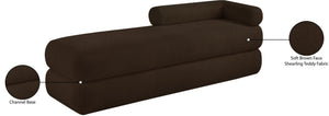 Meridian Furniture Kennedy Upholstered Bench with Channel Tufted Base Plush Seat for Bedroom or Living Room Brown Faux Shearling Teddy Fabric 190Brown