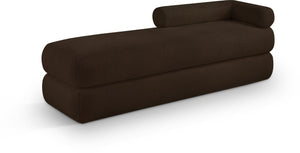 Meridian Furniture Kennedy Upholstered Bench with Channel Tufted Base Plush Seat for Bedroom or Living Room Brown Faux Shearling Teddy Fabric 190Brown
