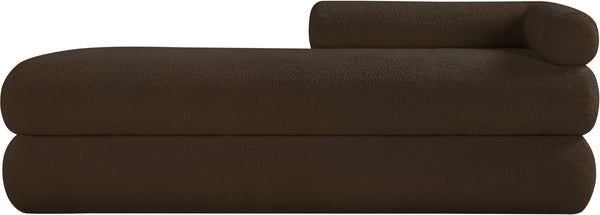 Meridian Furniture Kennedy Upholstered Bench with Channel Tufted Base Plush Seat for Bedroom or Living Room Brown Faux Shearling Teddy Fabric 190Brown