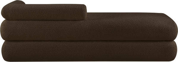 Meridian Furniture Kennedy Upholstered Bench with Channel Tufted Base Plush Seat for Bedroom or Living Room Brown Faux Shearling Teddy Fabric 190Brown